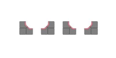 סט ארבע פניות מיוחדות למסלול קיושו מיני זי ( דרושים שני מסלולים מקט 87032 )