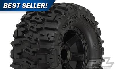 זוג צמיגי טרנצ'ר "2.8 מותקנים על גלגל DESPERADO ל-1/10 למאנסטר שטח פרו-ליין