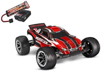 טרקסס ראסטלר אדומה - 2X4 החדשה 1/10 סטאדיום טראק ( כולל סוללה ומטען )